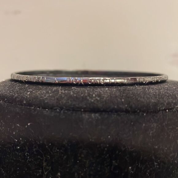 7.5” solid gunmetal gray bangle bracelet engraved all around w/“I love you” - Picture 2 of 8